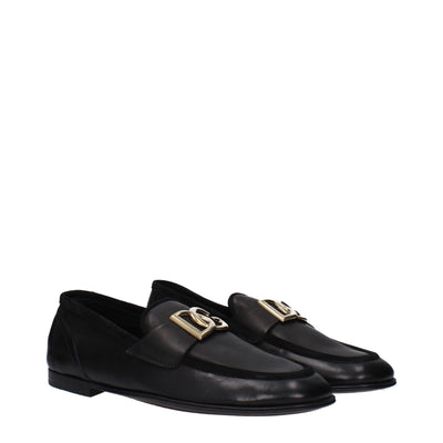 Dolce & Gabbana Black Leather Slip-On Loafers