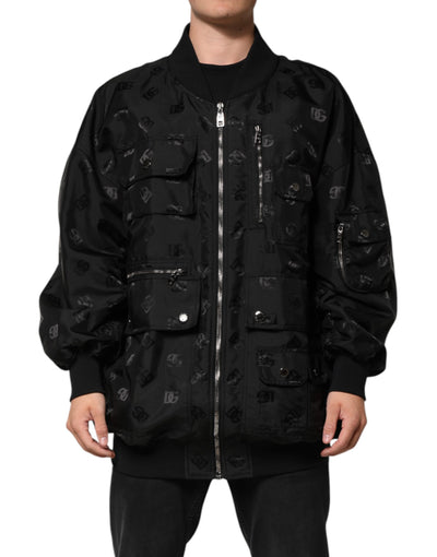 Dolce & Gabbana Black Cargo Windbraker Logo Mania Jacket