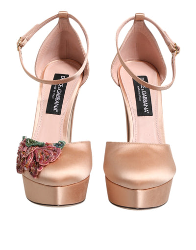 Dolce & Gabbana Pink Block Heels Ankle Strap Sandals Shoes