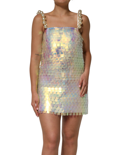 Dolce & Gabbana Multicolor Sequin Holographic Mini Dress