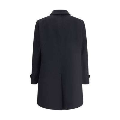 Lardini Black Fleece Wool Trench Coat