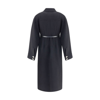 Max Mara Black Fleece Wool Coat