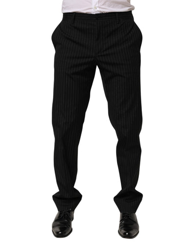 Dolce & Gabbana Black Striped Dress Formal Men Trouser Pants