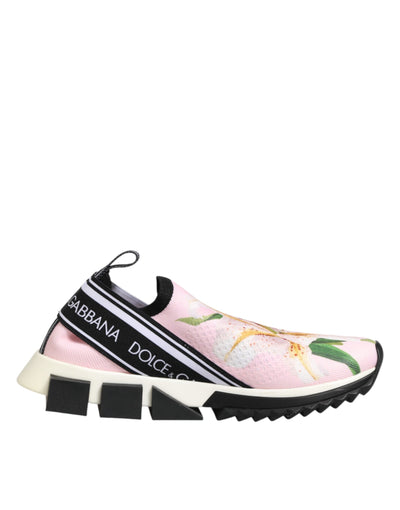 Dolce & Gabbana Pink Floral Sorrento Low Top Sneakers Shoes