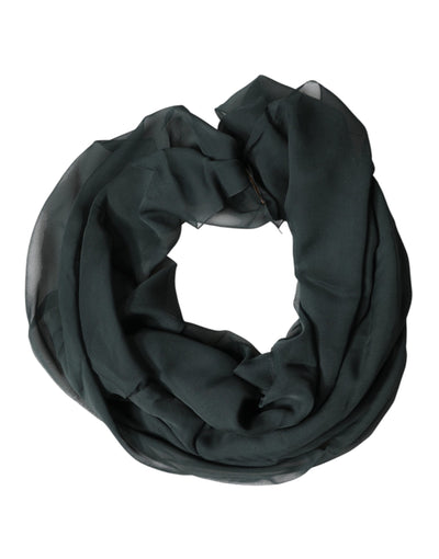 Dolce & Gabbana Dark Green Silk Neck Wrap Foulard Scarf