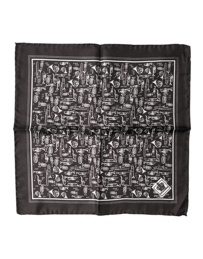 Dolce & Gabbana Brown Jazz Club Square Handkerchief Men 32cm x 31cm Scarf