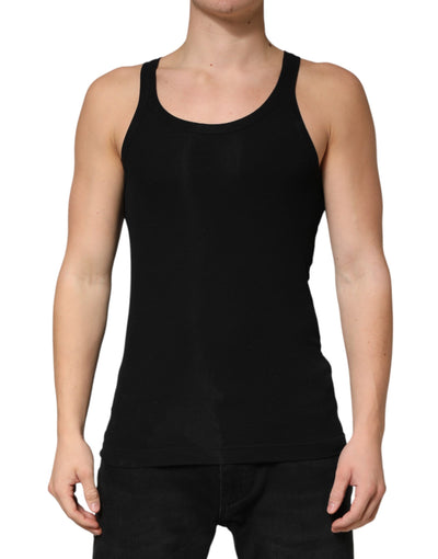 Dolce & Gabbana Black Sleeveless Round Neck Tank Top T-shirt
