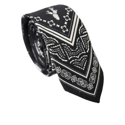 Dolce & Gabbana Black And White Silk Tie