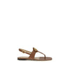Valentino Garavani Brown Calf Leather Bos Taurus Flat Sandals