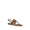 Valentino Garavani Brown Calf Leather Bos Taurus Flat Sandals