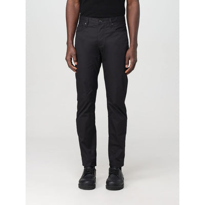 Emporio Armani Black Cotton Casual Pants