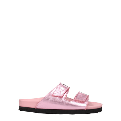 Palm Angels Pink Leather Slippers