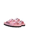 Palm Angels Pink Leather Slippers