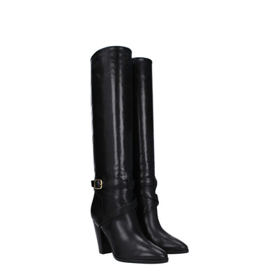Celine Black Leather High Heel Boots