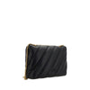 PINKO Black Calf Leather Bos Taurus Shoulder Bag