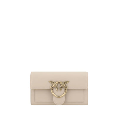 PINKO Beige Calf Leather Bos Taurus Shoulder Bag