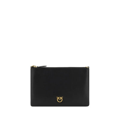 PINKO Black Calf Leather Bos Taurus Shoulder Bag