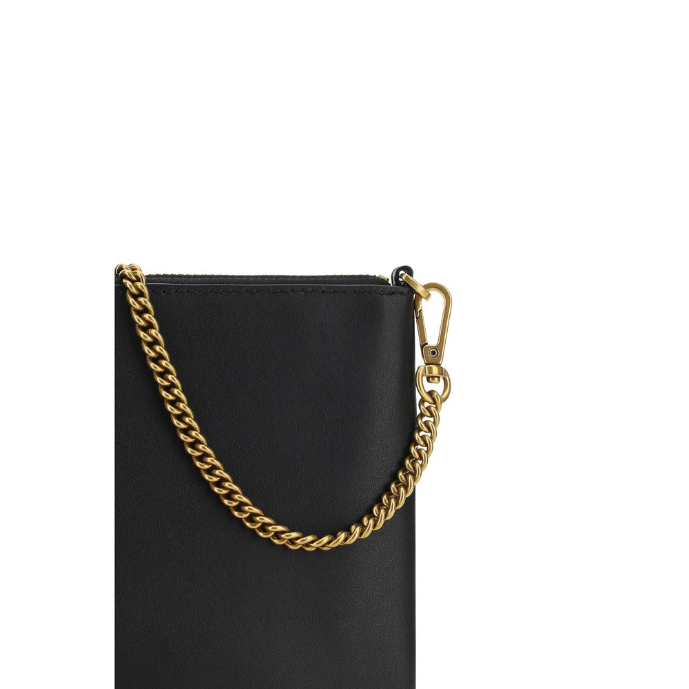 PINKO Black Calf Leather Bos Taurus Shoulder Bag