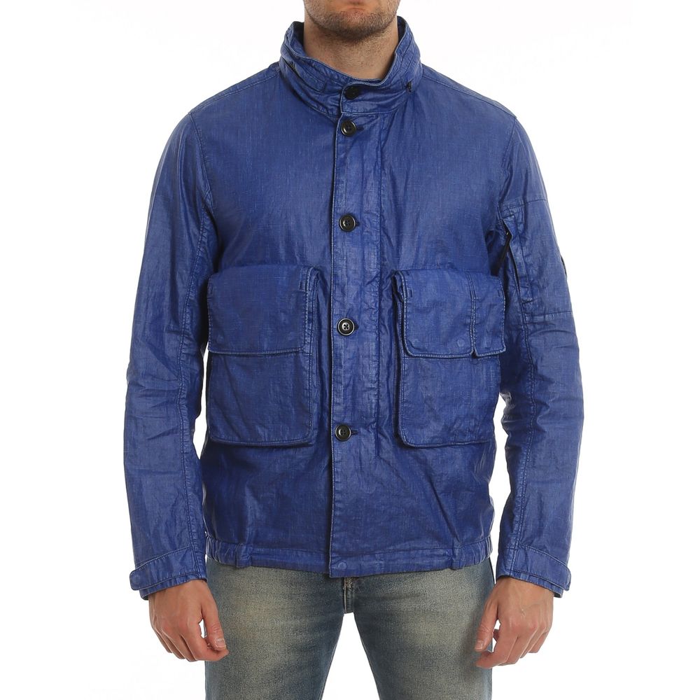 C.P. Company Blue Linen Full-Length Jacket