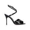 Manolo Blahnik Black Calfskin Stiletto Heel Sandals