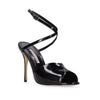 Manolo Blahnik Black Calfskin Stiletto Heel Sandals
