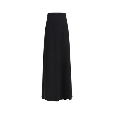 Valentino Black Silk Long Skirt