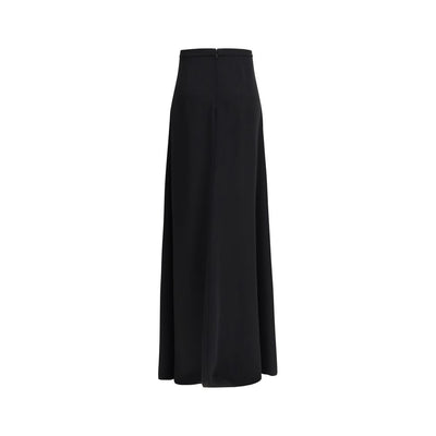 Valentino Black Silk Long Skirt