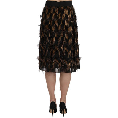 Dolce & Gabbana Bicolor Silk Midi Skirt