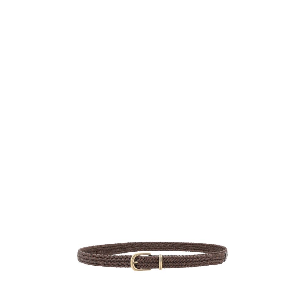 Brunello Cucinelli Brown Calf Leather Bos Taurus Regular Belt