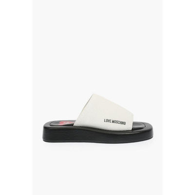 Moschino Black And White Leather Slides