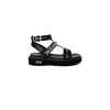 Cult Black Leather Flat Sandals