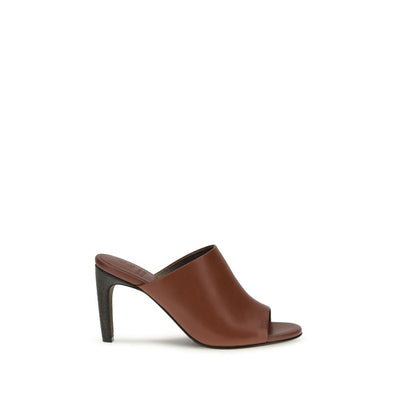 Brunello Cucinelli Brown Calf Leather Bos Taurus Sandals