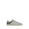 Burberry White Calf Leather Bos Taurus Low Top Sneakers