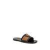 Valentino Garavani Black Calf Leather Bos Taurus Flat Sandals