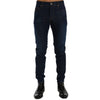 Frankie Morello Blue Cotton Slim Fit Jeans