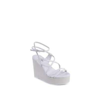Calvin Klein White Leather Wedge Sandals