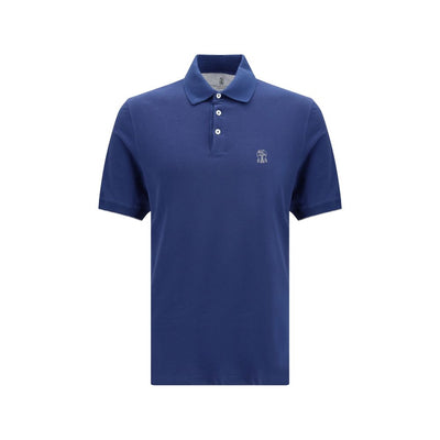 Brunello Cucinelli Blue Cotton Polo Shirt