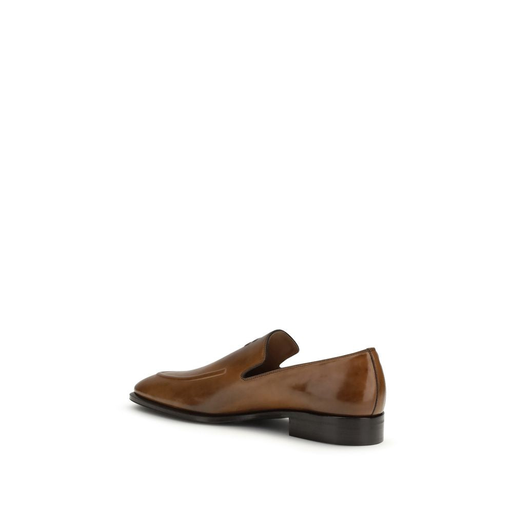 Miu Miu Brown Calf Leather Bos Taurus Slip-On Loafers