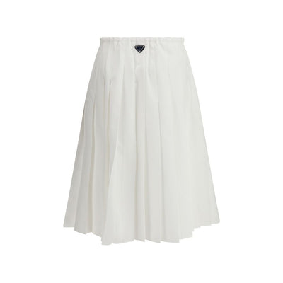 Prada White Cotton Long Skirt