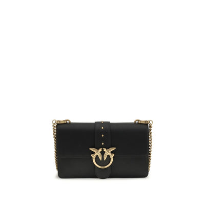 PINKO Black Calf Leather Bos Taurus Shoulder Bag