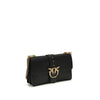 PINKO Black Calf Leather Bos Taurus Shoulder Bag