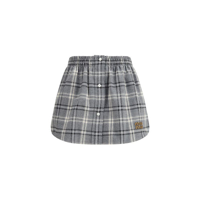 Miu Miu Gray Cotton Mini Skirt