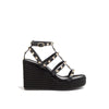Valentino Garavani Black Calfskin Wedge Sandals