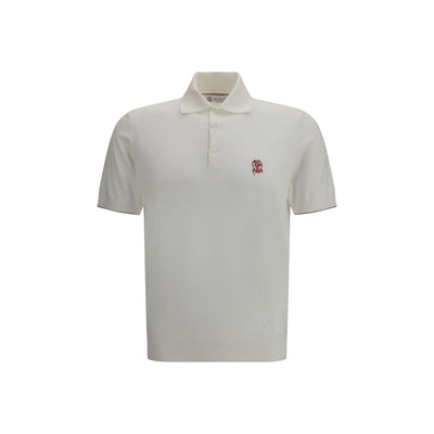 Brunello Cucinelli White Cotton Polo Shirt