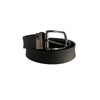 Borbonese Black Polyvinyl Men's Belt with Leather Trimming