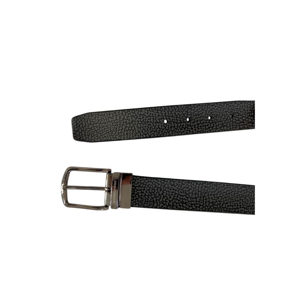 Borbonese Black Polyvinyl Men's Belt with Leather Trimming