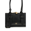 PINKO Black Calf Leather Bos Taurus Shoulder Bag