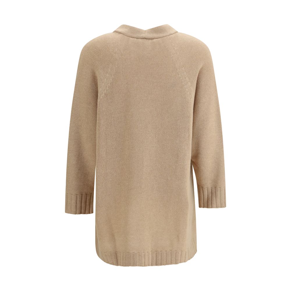 Fabiana Filippi Beige Fleece Wool Cardigan