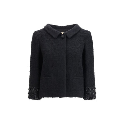 Valentino Black Fleece Wool Coat