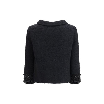 Valentino Black Fleece Wool Coat